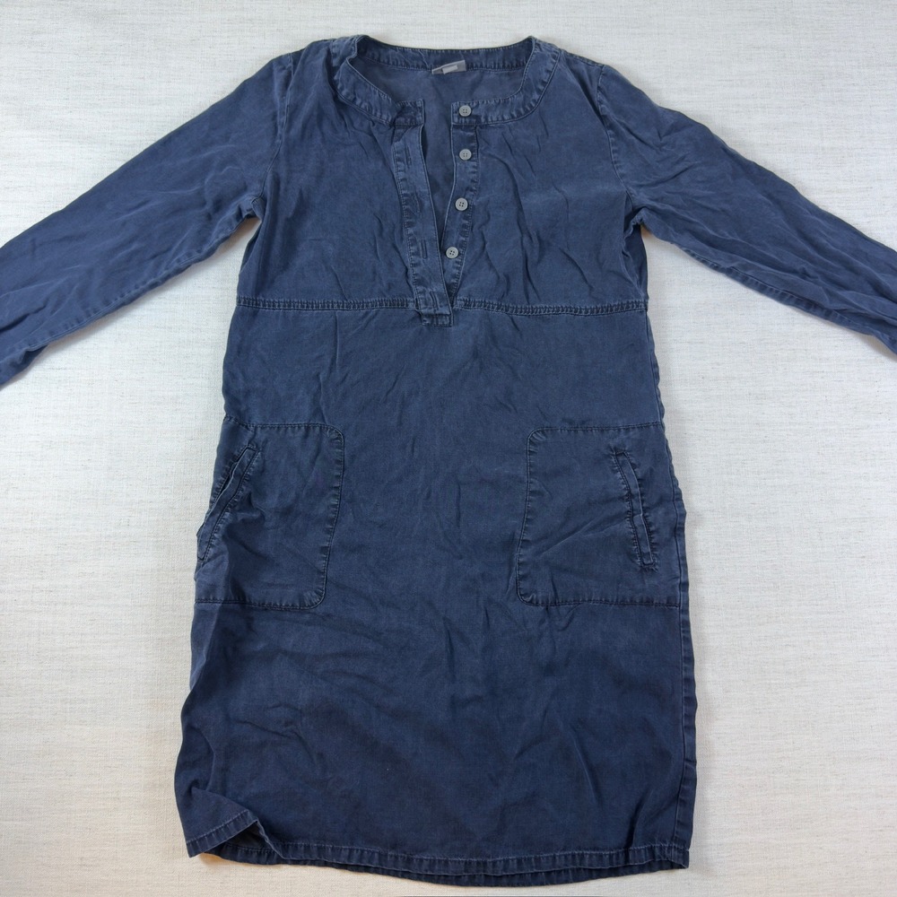 J. Jill Womens Navy Blue Long Sleeve Button Front Pocket Tunic Dress Size S